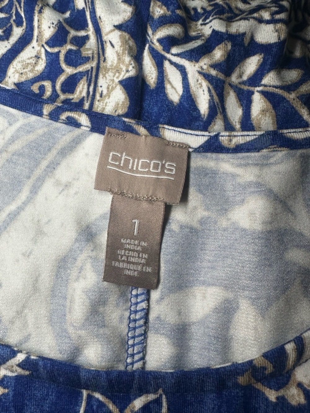 Chico’s Blue & White Paisley Floral Tank Dress Size 1 (M/L) Boho Summer - Picture 2 of 6